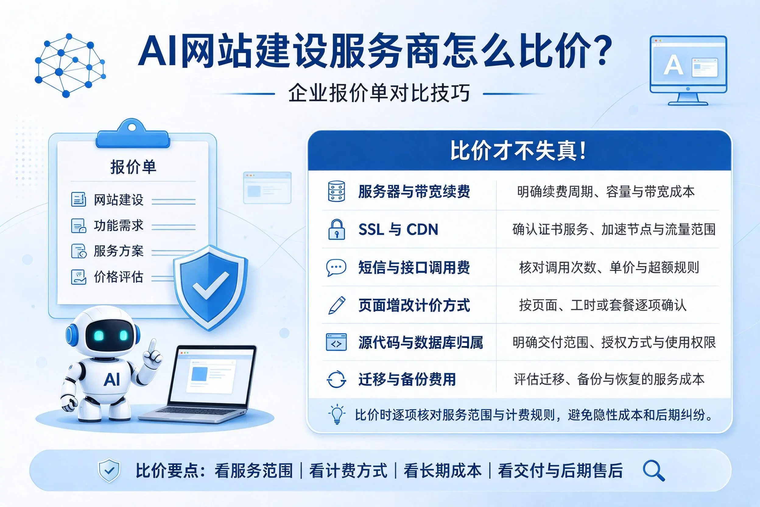 AI网站建设服务商怎么比价?萍乡企业报价单对比技巧